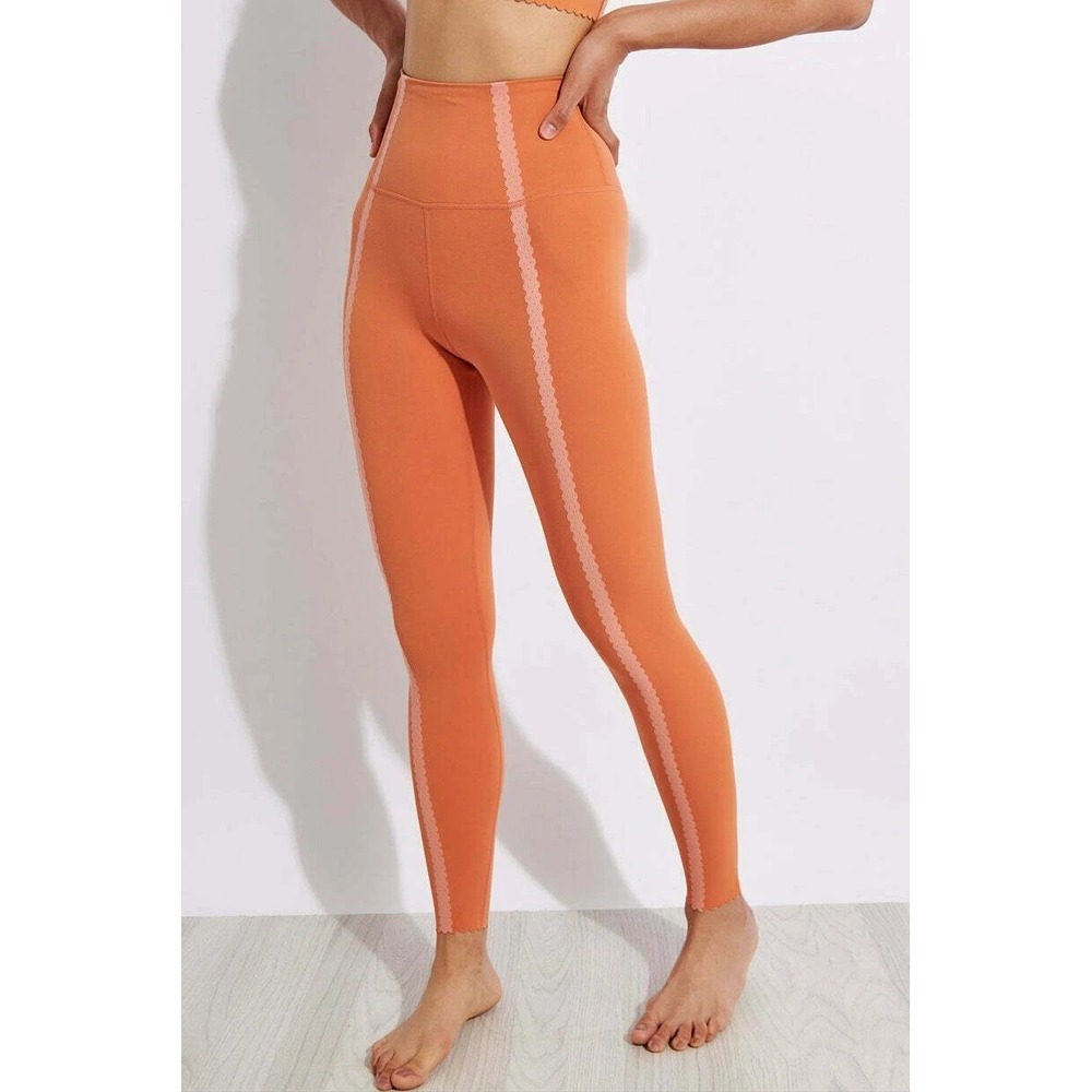 Nike Yoga Dri-FIT Womens XXS Scalloped High Waisted Leggings Terracotta DA1061